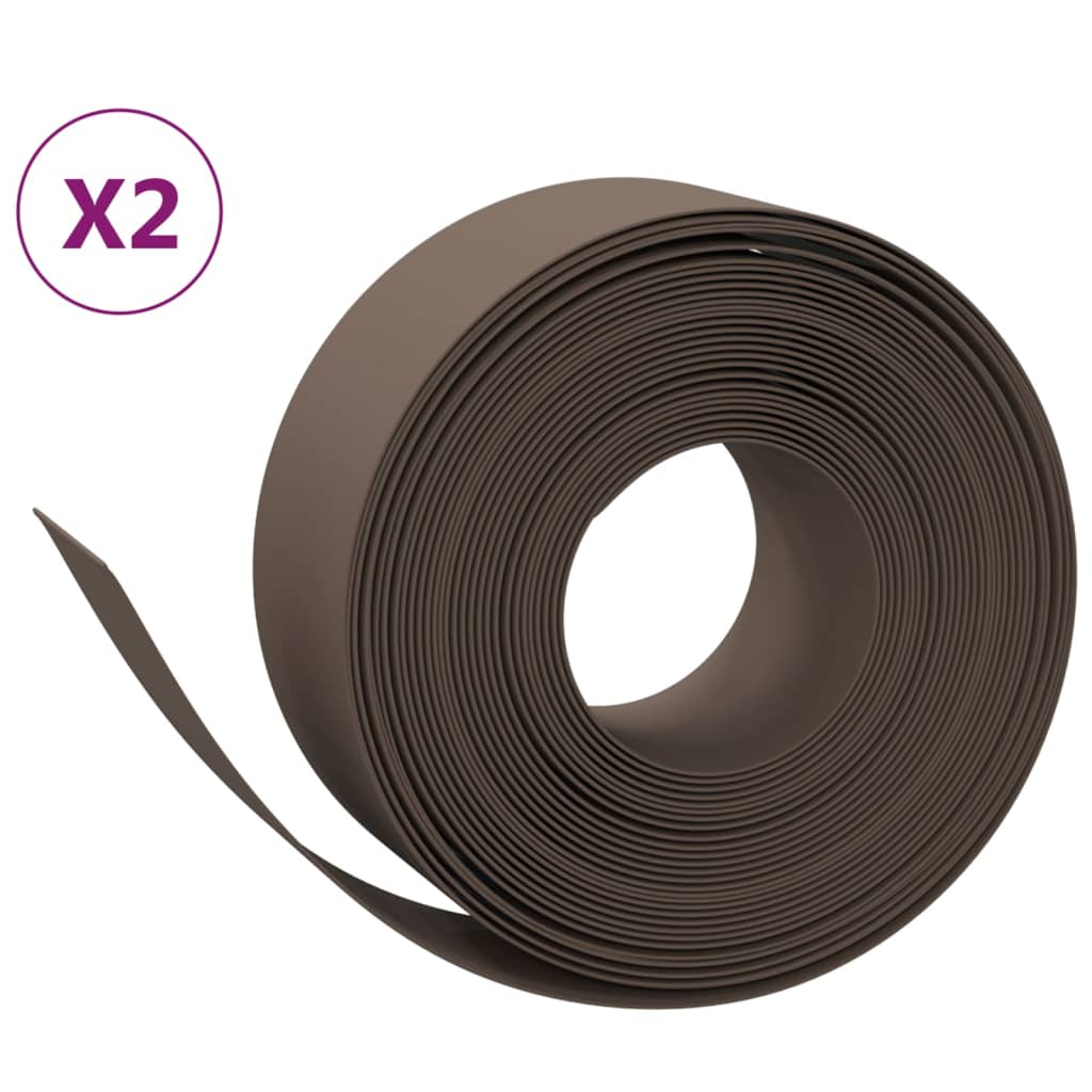 VidaXL Garteneinfassung 2 Stk. 10 m 20 cm Polyethylen braun