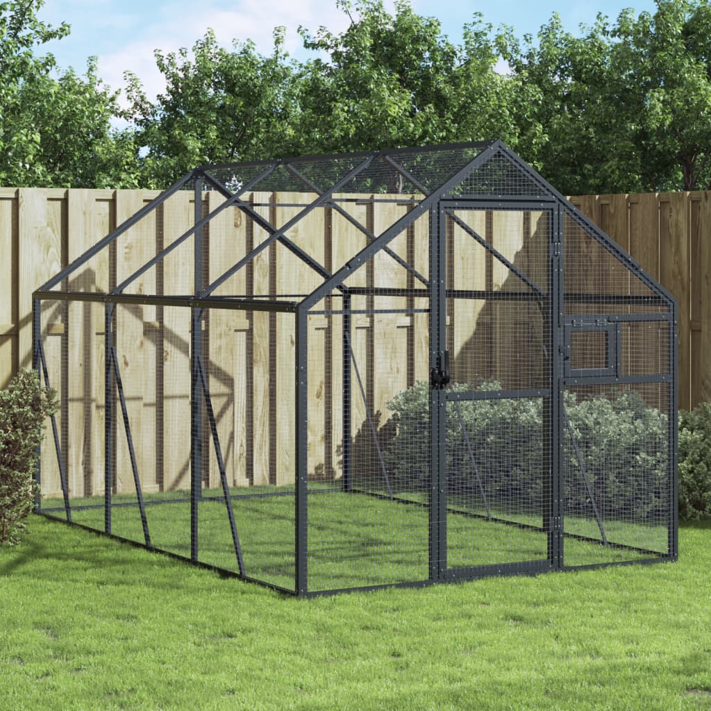 VidaXL Voliere 1,79x3x1,85 m Aluminium Anthrazit
