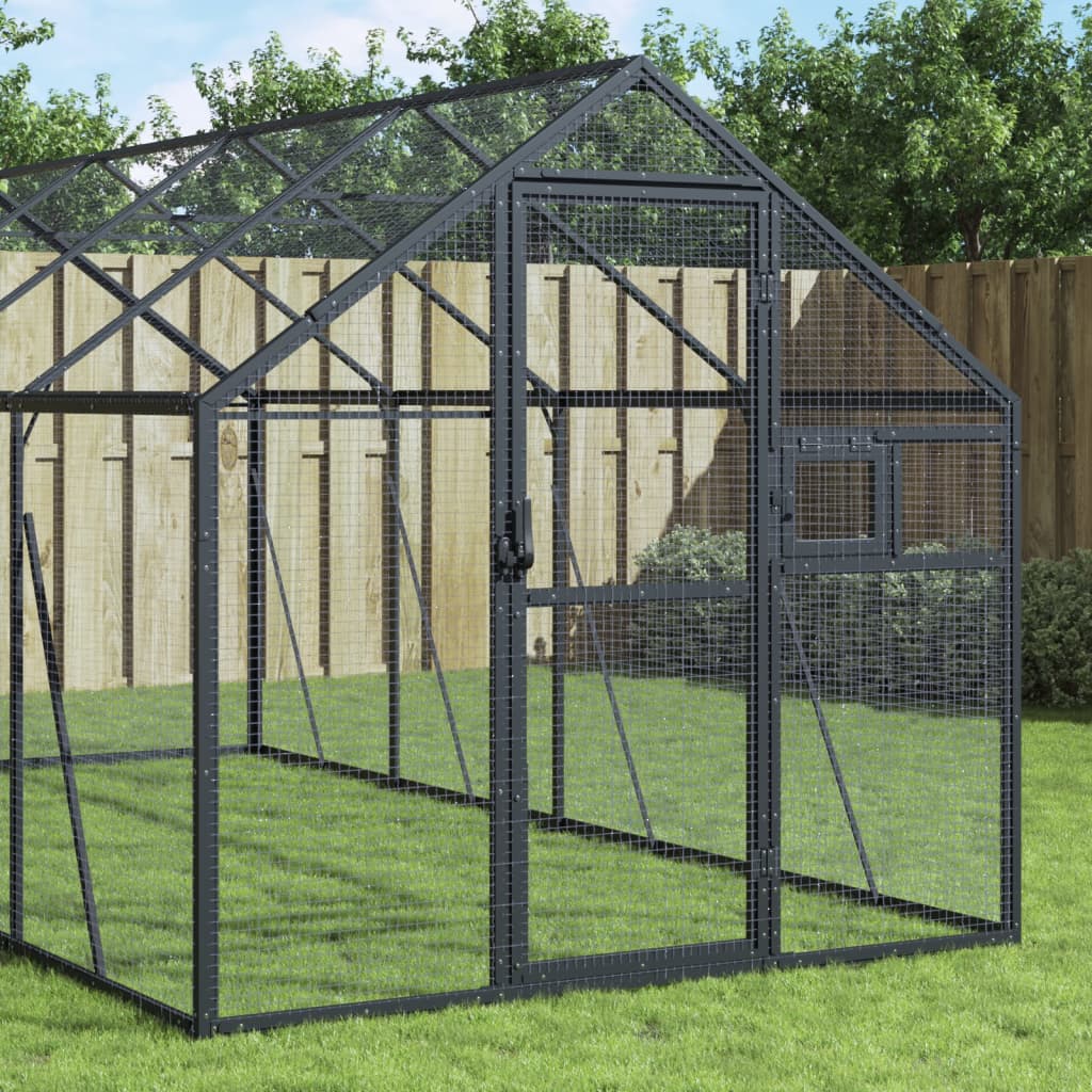 VidaXL Voliere 1,79x6x1,85 m Aluminium Anthrazit