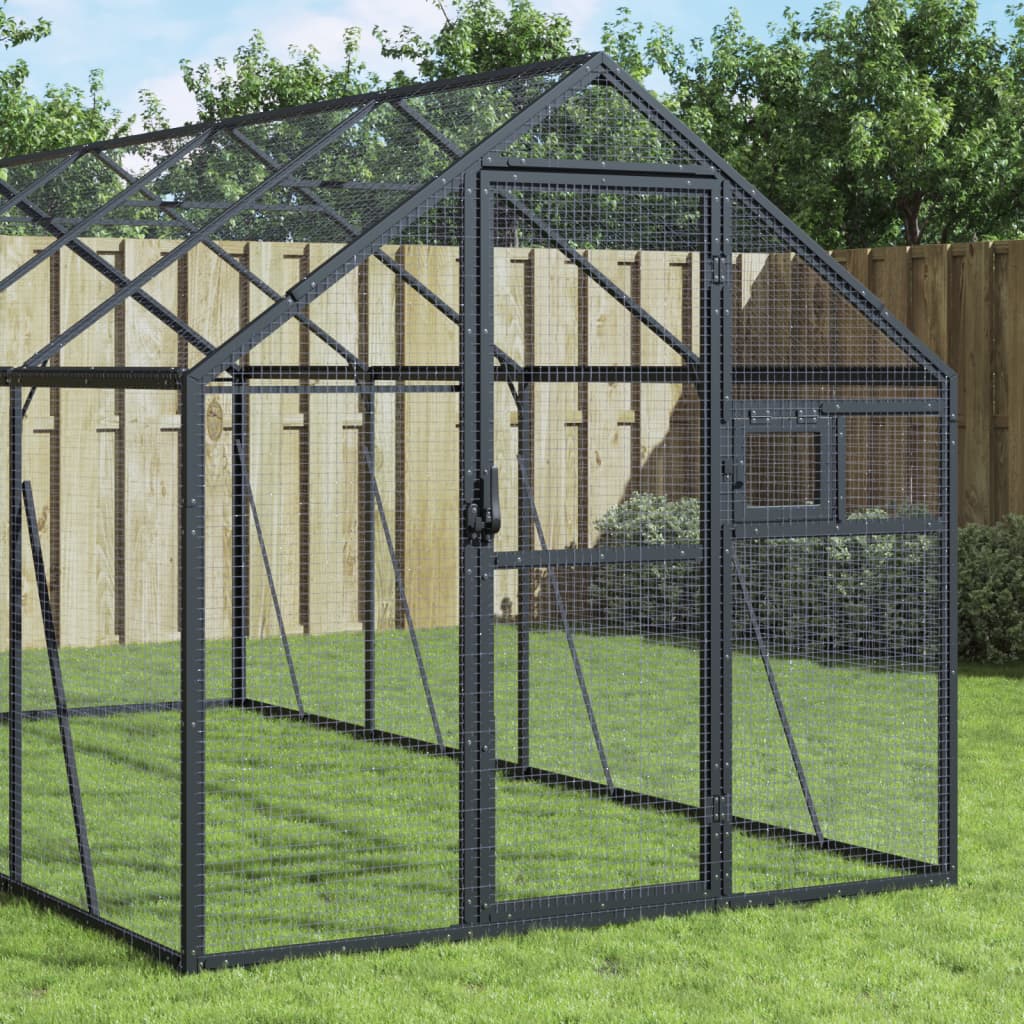 VidaXL Voliere 1,79x8x1,85 m Aluminium Anthrazit