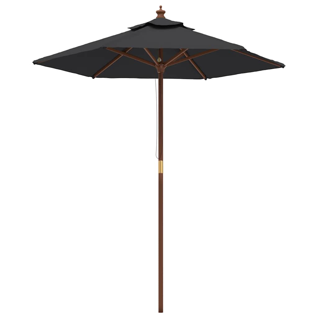 Vidaxl parasol met houten paal 196x231 cm zwart