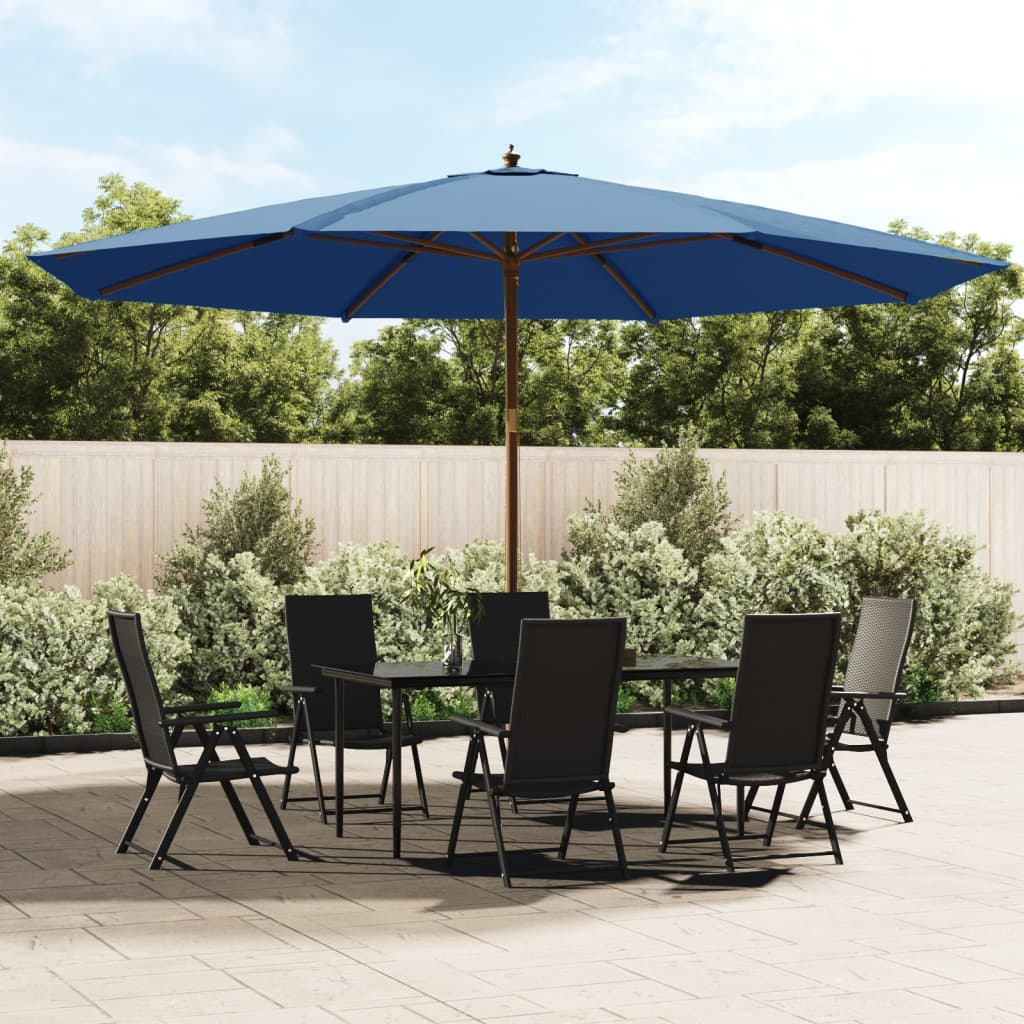 Vidaxl parasol met houten paal 400x273 cm azuurblauw