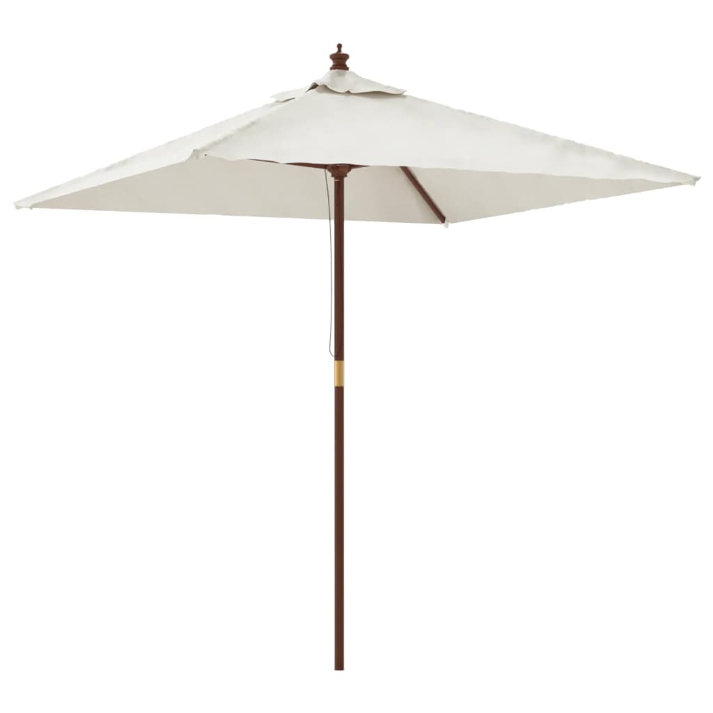 Vidaxl parasol met houten paal 198x198x231 cm zandkleurig