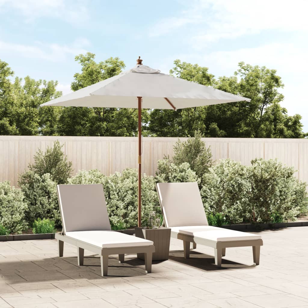 Vidaxl parasol met houten paal 198x198x231 cm zandkleurig