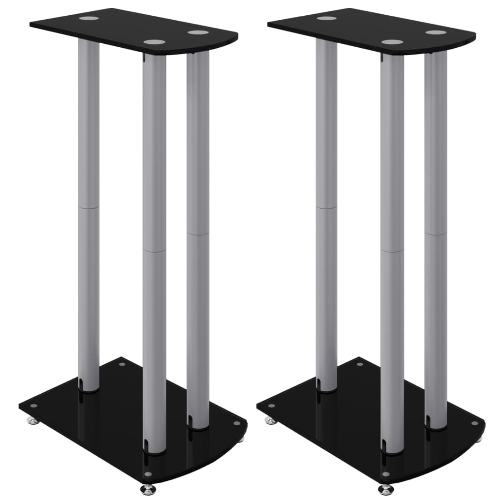 Vidaxl Lautsprecherständer 2 Stück 3 Säulen gehärtetes Glas schwarz silber