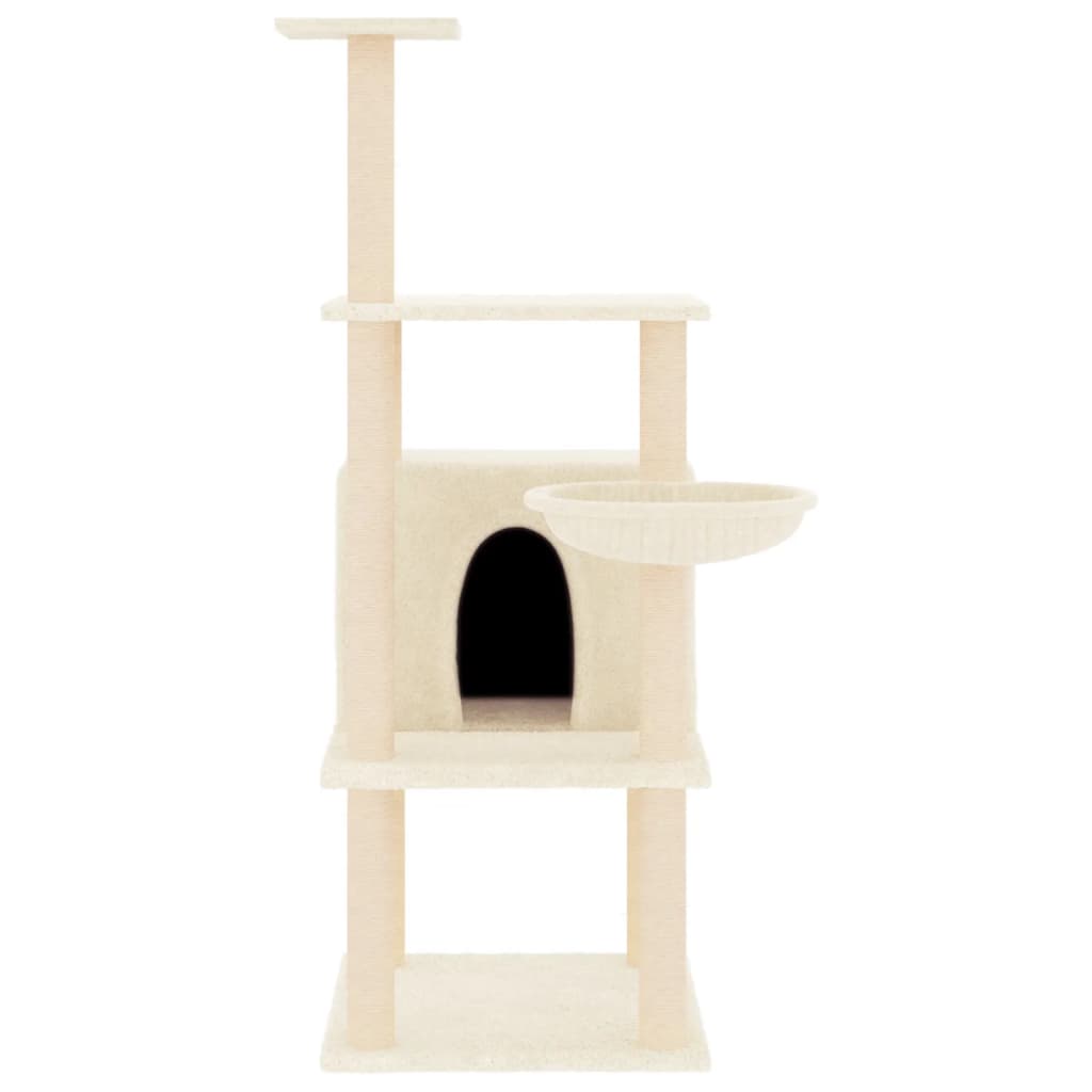 Vidaxl Katzenmöbel mit Sisal-Kratzstämmen 132 cm cremefarben