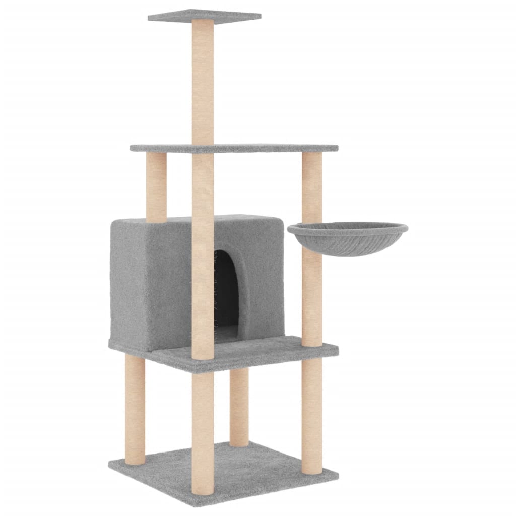 Vidaxl Katzenmöbel mit Sisal-Kratzstämmen 132 cm hellgrau