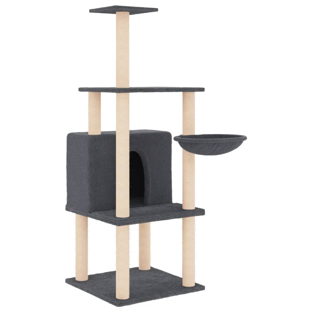 Vidaxl Katzenmöbel mit Sisal-Kratzstämmen 132 cm dunkelgrau
