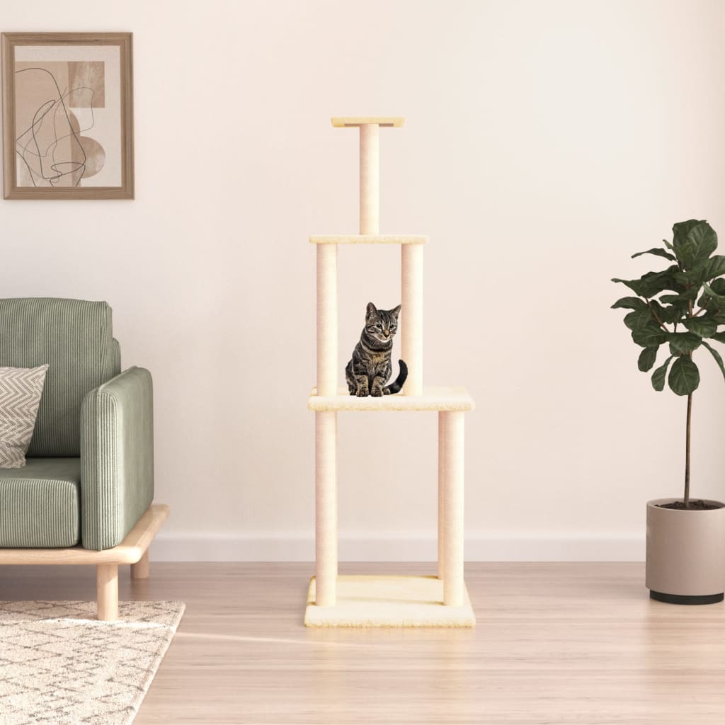 Vidaxl Katzenmöbel mit Sisal-Kratzstämmen 149 cm cremefarben