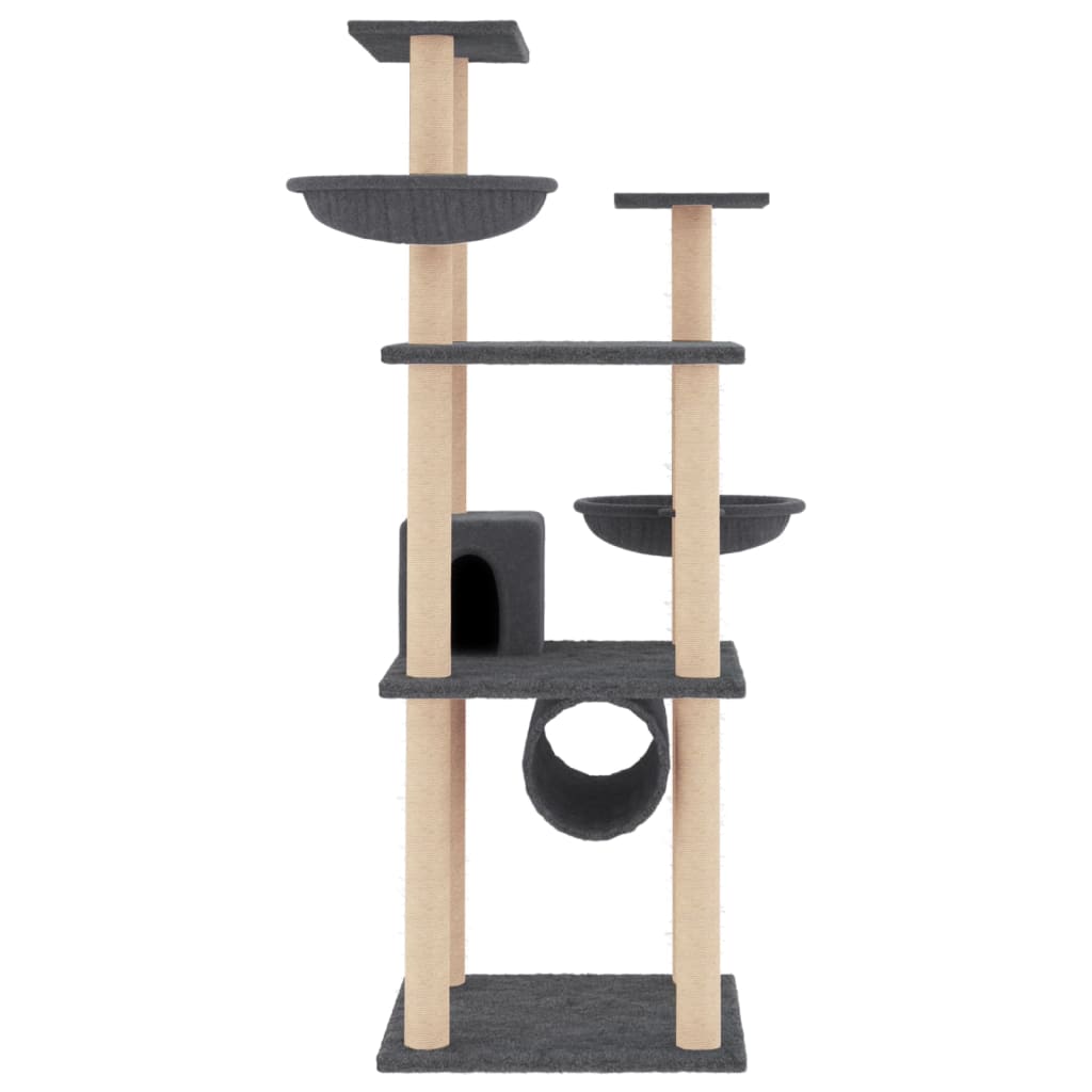 VidaXL Katzenmöbel mit Sisal-Kratzstämmen 141 cm dunkelgrau