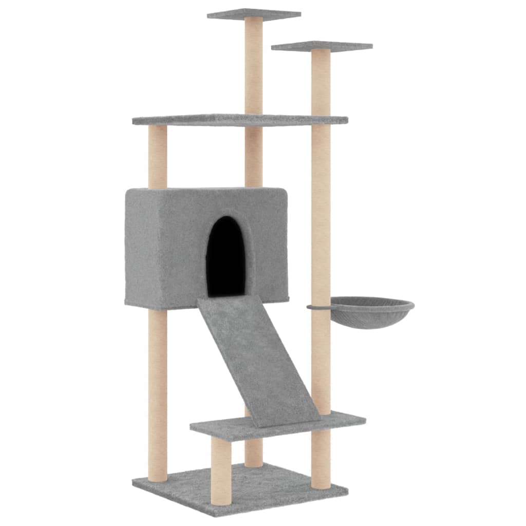 Vidaxl Katzenmöbel mit Sisal-Kratzstämmen 153 cm hellgrau