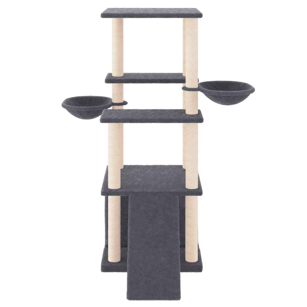 Vidaxl Katzenmöbel mit Sisal-Kratzstämmen 133 cm dunkelgrau