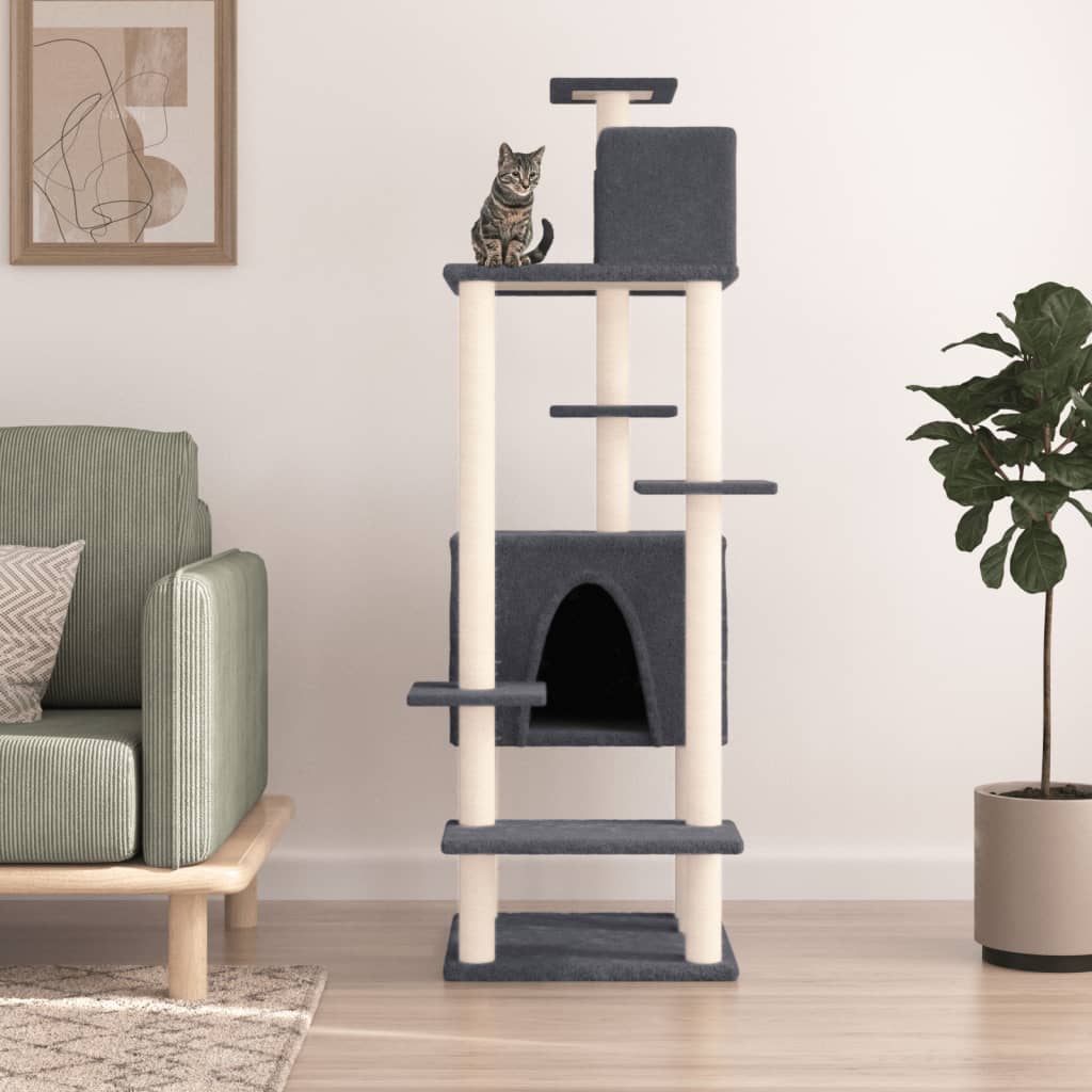Vidaxl Katzenmöbel mit Sisal-Kratzstämmen 154 cm dunkelgrau