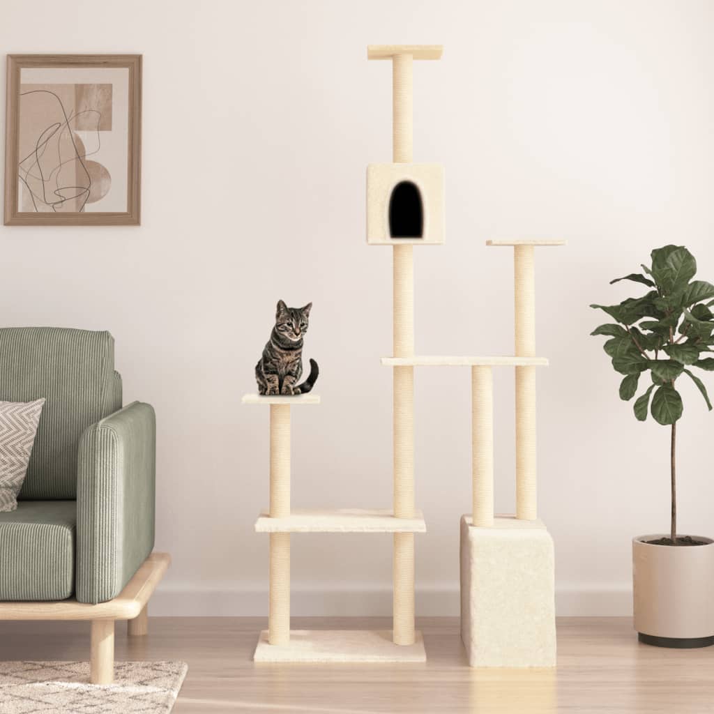 VidaXL Katzenmöbel mit Sisal-Kratzstämmen 180 cm cremefarben