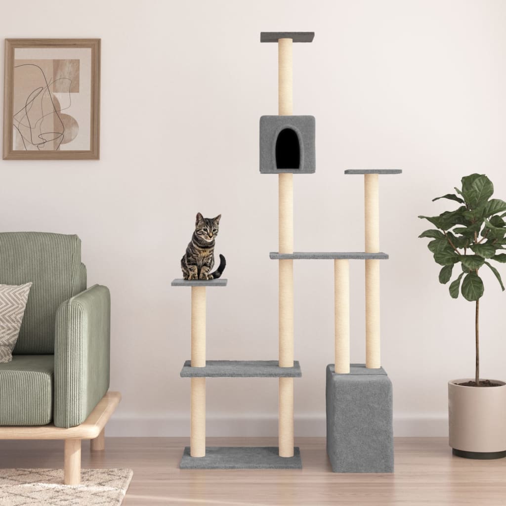 Vidaxl Katzenmöbel mit Sisal-Kratzstämmen 180 cm hellgrau