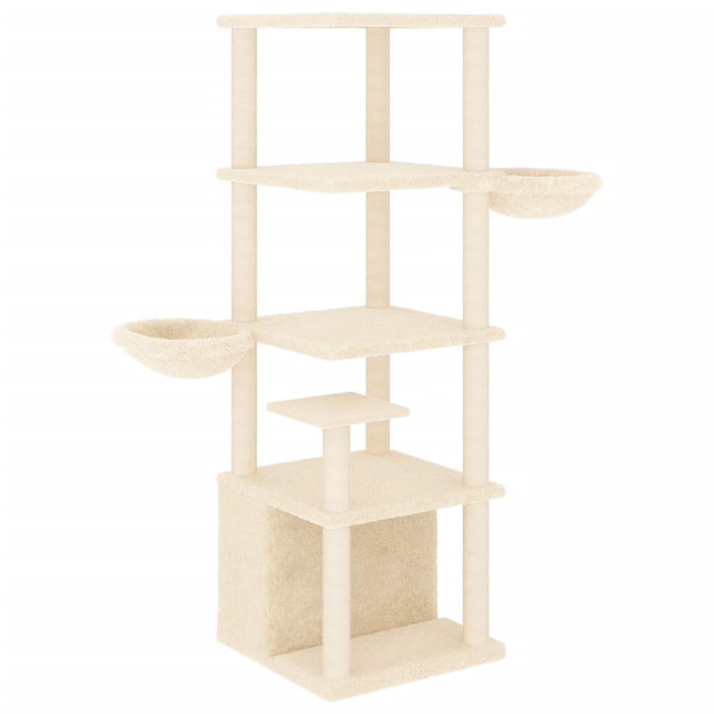 Vidaxl Katzenmöbel mit Sisal-Kratzstämmen 147 cm cremefarben