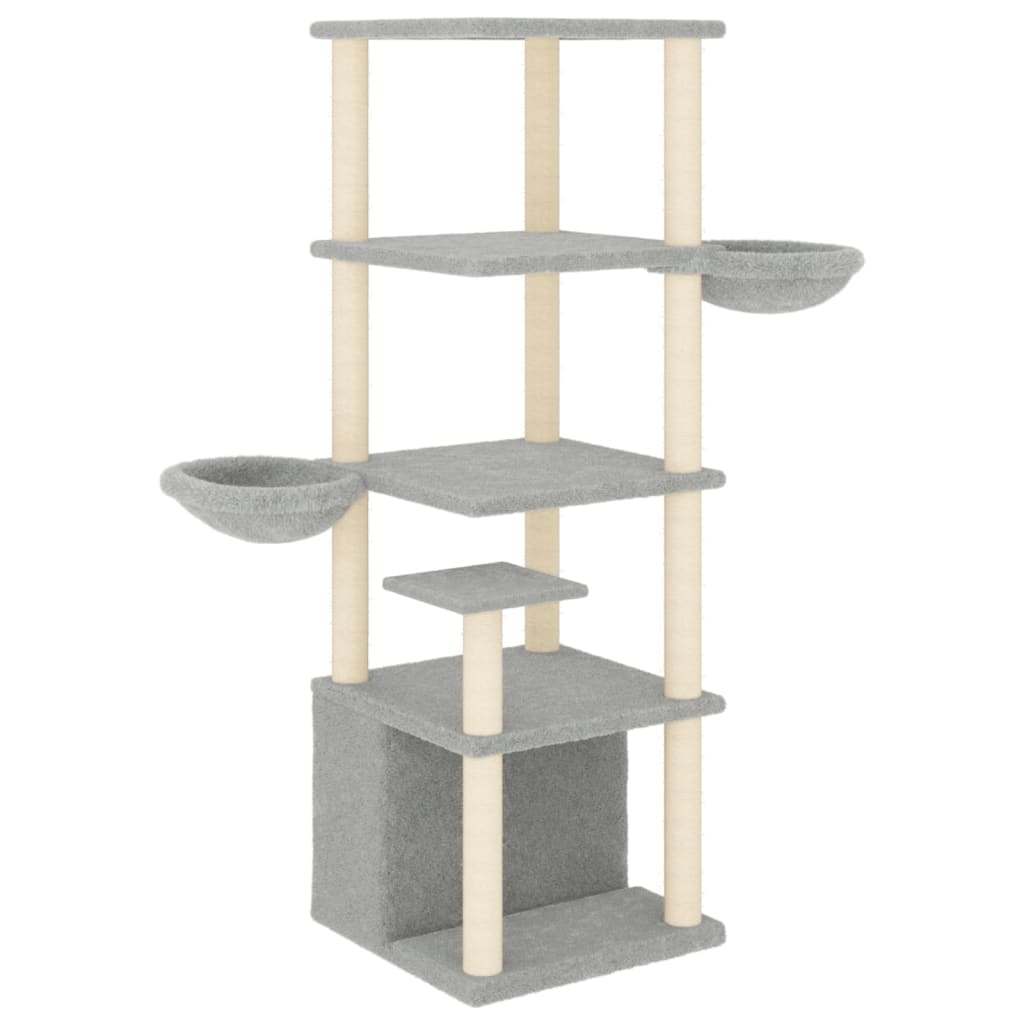 Vidaxl Katzenmöbel mit Sisal-Kratzstämmen 147 cm hellgrau
