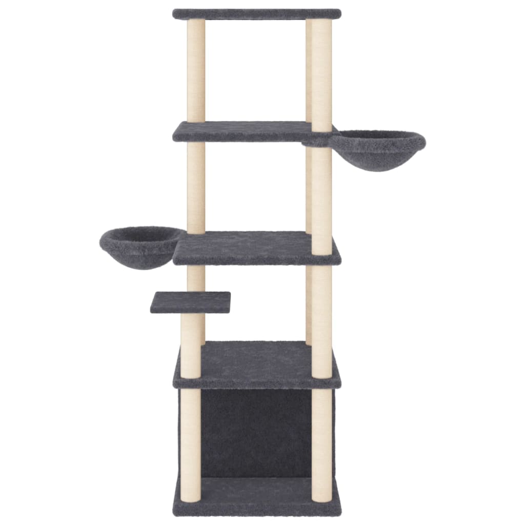 Vidaxl Katzenmöbel mit Sisal-Kratzstämmen 147 cm dunkelgrau