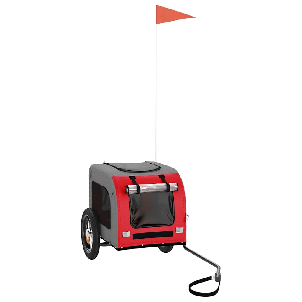 Vidaxl hondenfietstrailer oxford stof en ijzer rood en grijs