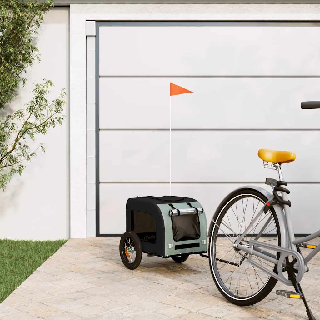 Vidaxl hondenfietstrailer oxford stof en ijzer grijs en zwart
