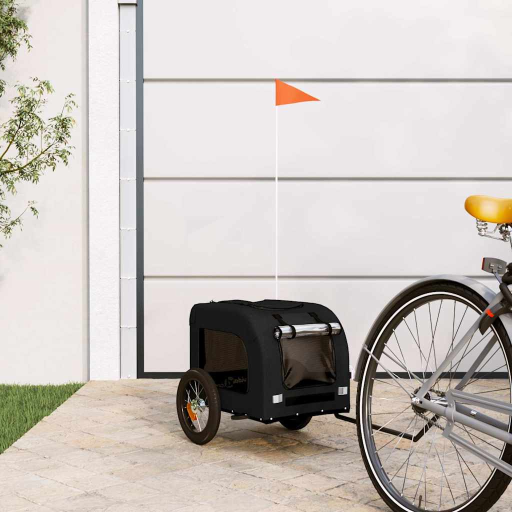 Vidaxl hondenfietstrailer oxford stof en ijzer zwart