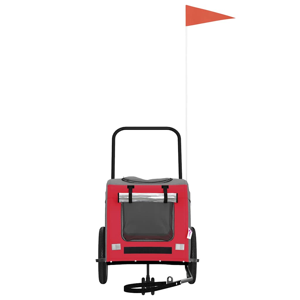Vidaxl fietskar voor huisdieren rood en grijs 124,5 x 63,5 x 53 cm