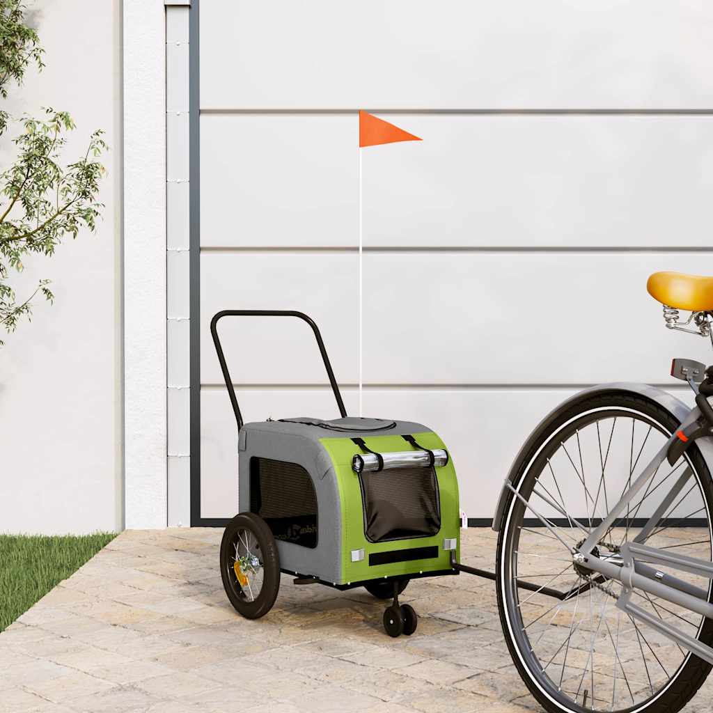 Vidaxl fietskar voor huisdieren groen en rood 124,5 x 63,5 x 53 cm