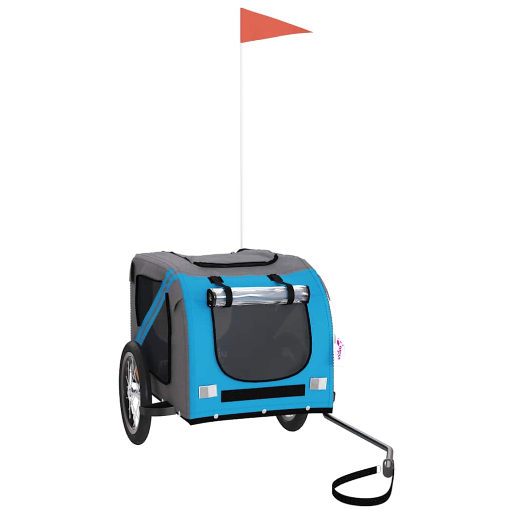 Vidaxl hondenfietstrailer oxford stof en ijzer blauw en grijs