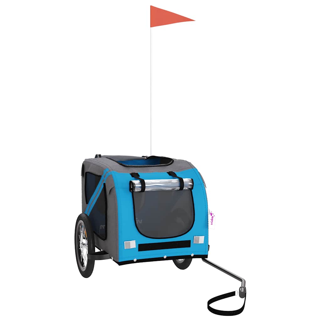 Vidaxl hondenfietstrailer oxford stof en ijzer blauw en grijs