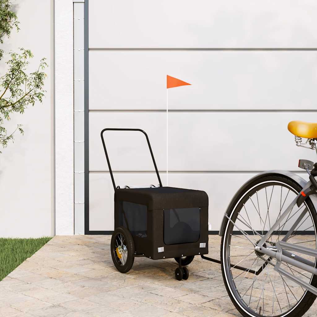Vidaxl hondenfietstrailer oxford stof en ijzer zwart