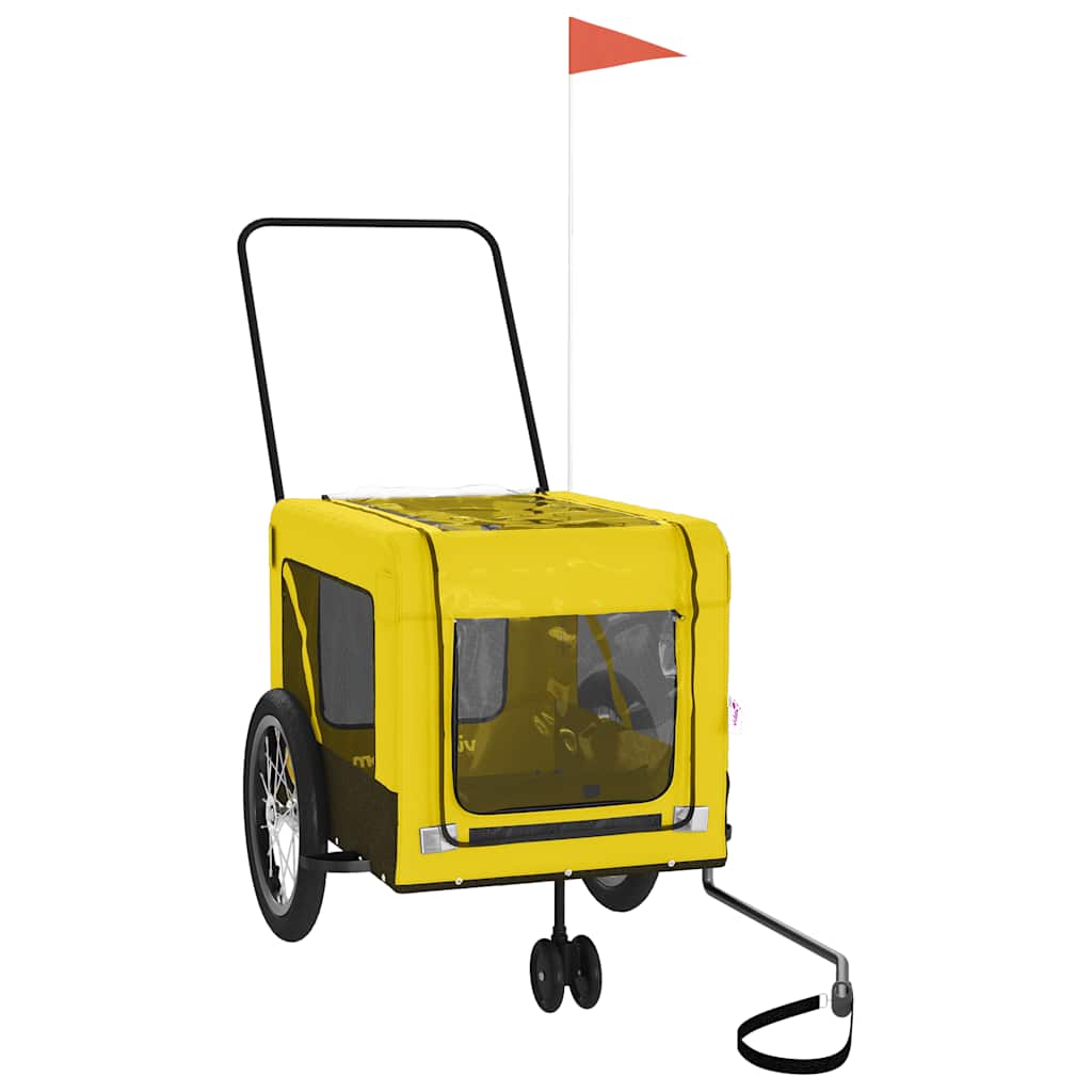Vidaxl hondenfietstrailer oxford stof en ijzer geel en zwart