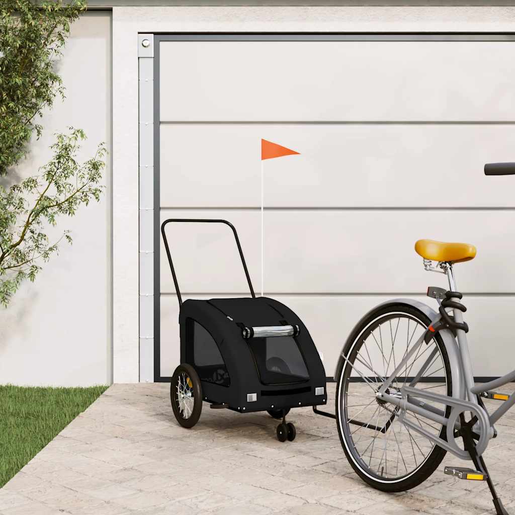 Vidaxl hondenfietstrailer oxford stof en ijzer zwart