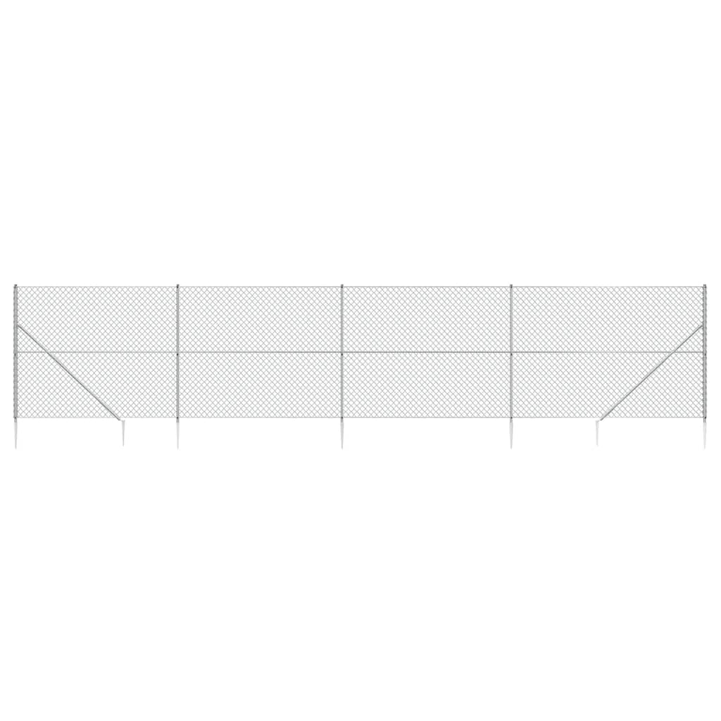 VidaXL Gitterzaun mit Erdankern 2,2x10 m silberfarben