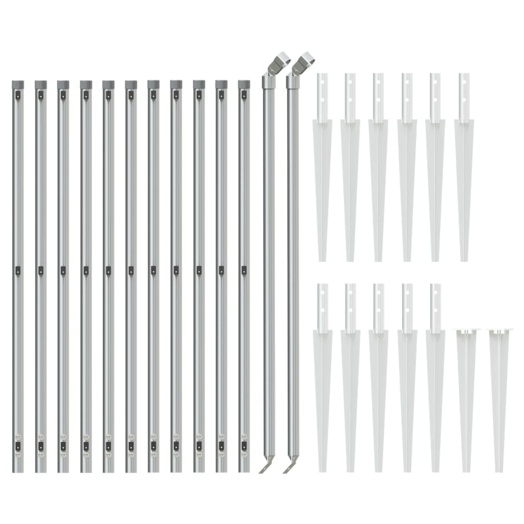 VidaXL Gitterzaun mit Erdankern 1,1x25 m silberfarben