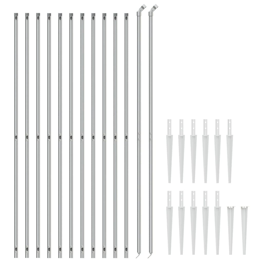 VidaXL Gitterzaun mit Erdankern 1,8x25 m silberfarben