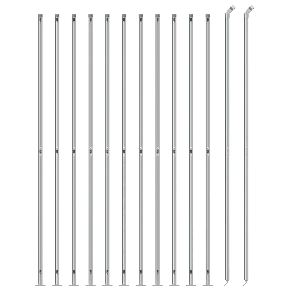 VidaXL Gitterzaun mit Flansch 2x25 m silberfarben
