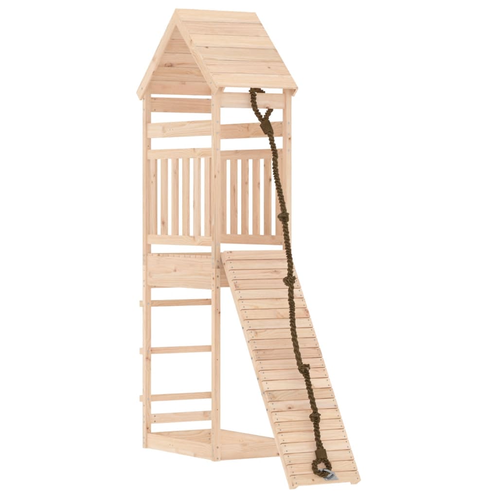 VidaXL Spielhaus mit Kletterwand aus massivem Kiefernholz