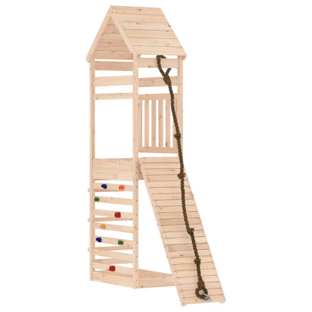 VidaXL Spielhaus mit Kletterwand aus massivem Kiefernholz