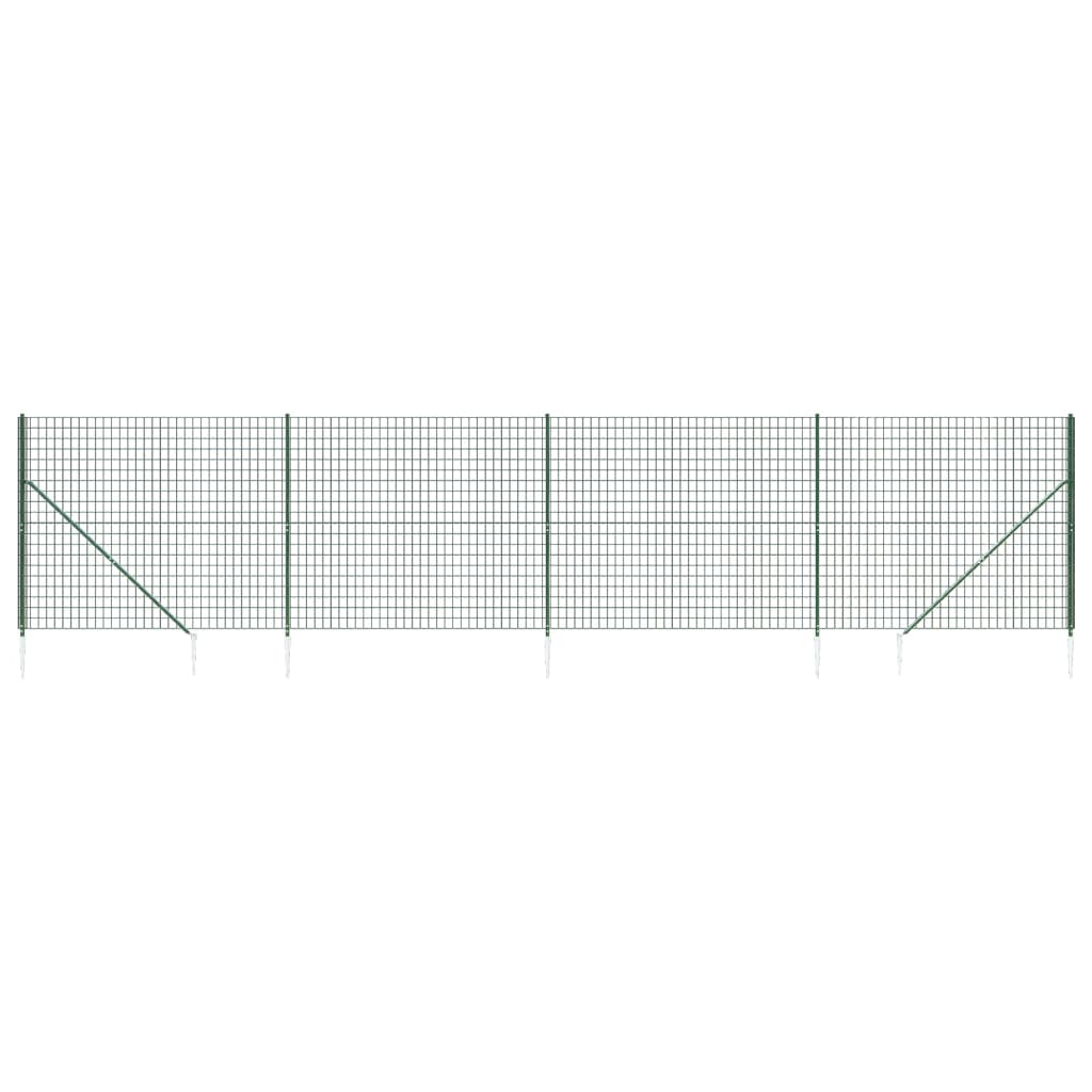 VidaXL Maschendrahtzaun mit Erdankern 1,4x10 m Grün