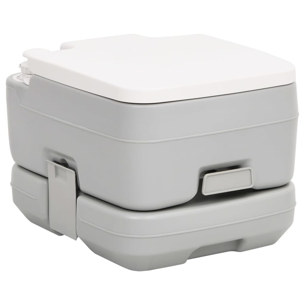 Vidaxl Camping Toilette tragbar 10+10 l HDPE Grau und Weiß