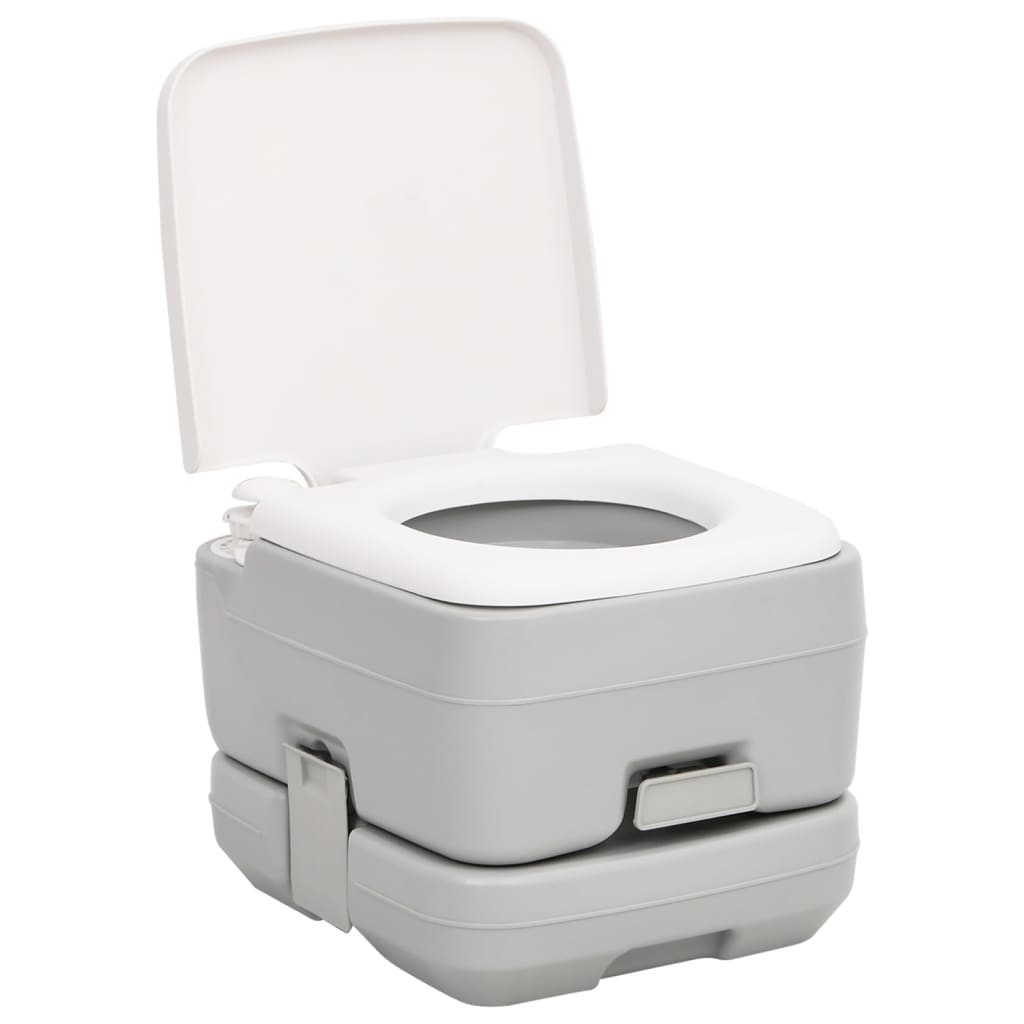 Vidaxl Camping Toilette tragbar 10+10 l HDPE Grau und Weiß