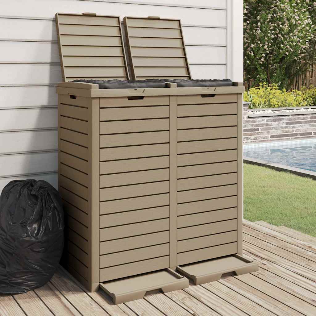 VidaXL Outdoor-Mülleimer 78x41x86 cm Polypropylen hellbraun