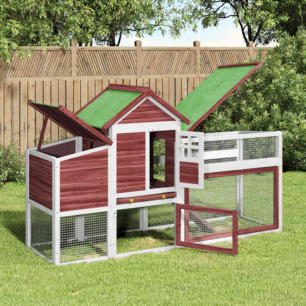 VidaXL Hühnerstall 186,5 x 58,5 x 113 cm, massives Kiefernholz, Farbe Mokka
