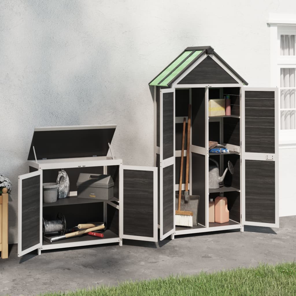 VidaXL 2-teiliges Gartenhaus-Set aus massivem Kiefernholz grau