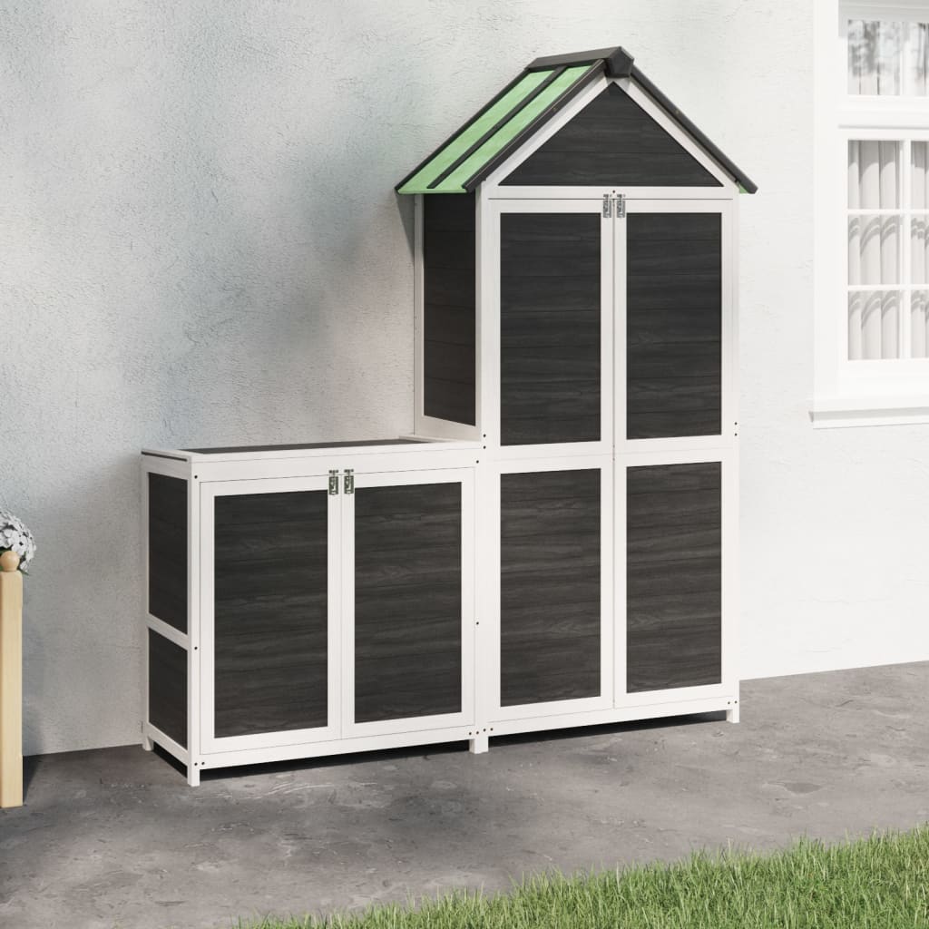 VidaXL 2-teiliges Gartenhaus-Set aus massivem Kiefernholz grau