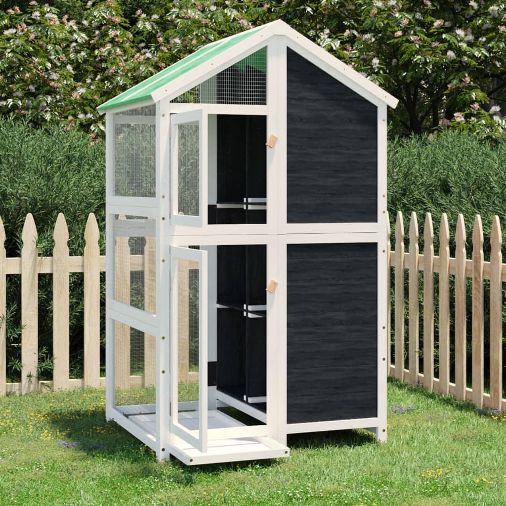 Vidaxx Voliere 97x81x152 cm massives Kiefernholz grau
