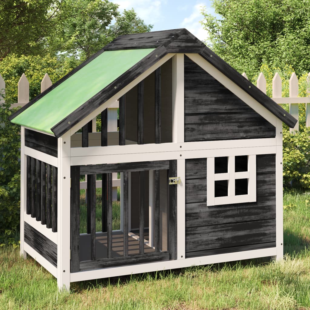 Vidaxxl Hundehütte 96x60,5x87 cm massives Kiefernholz grau