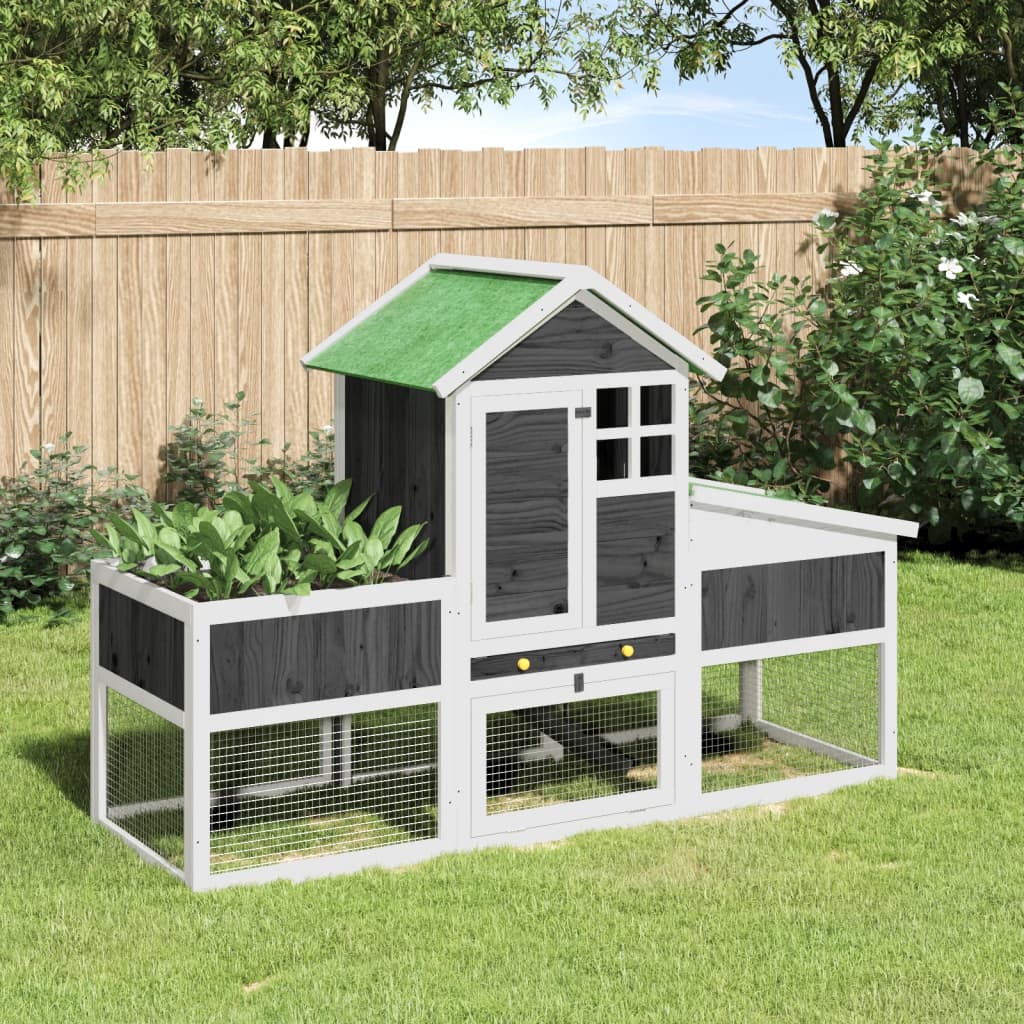 Vidaxx Kaninchenstall 170x63x113 cm massives Kiefernholz grau