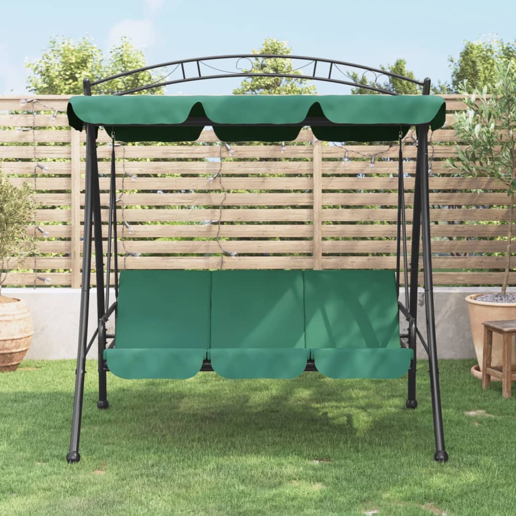 VidaXL Schaukelbank mit Baldachin 198 cm Stoff und Stahl grün