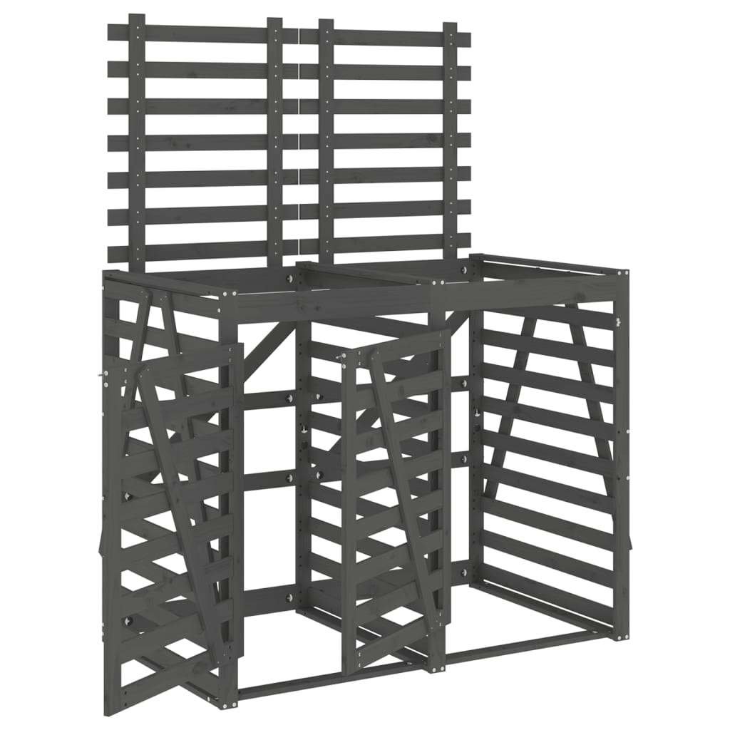 VidaXL Container-Aufbewahrung, doppelt, massives Kiefernholz, grau
